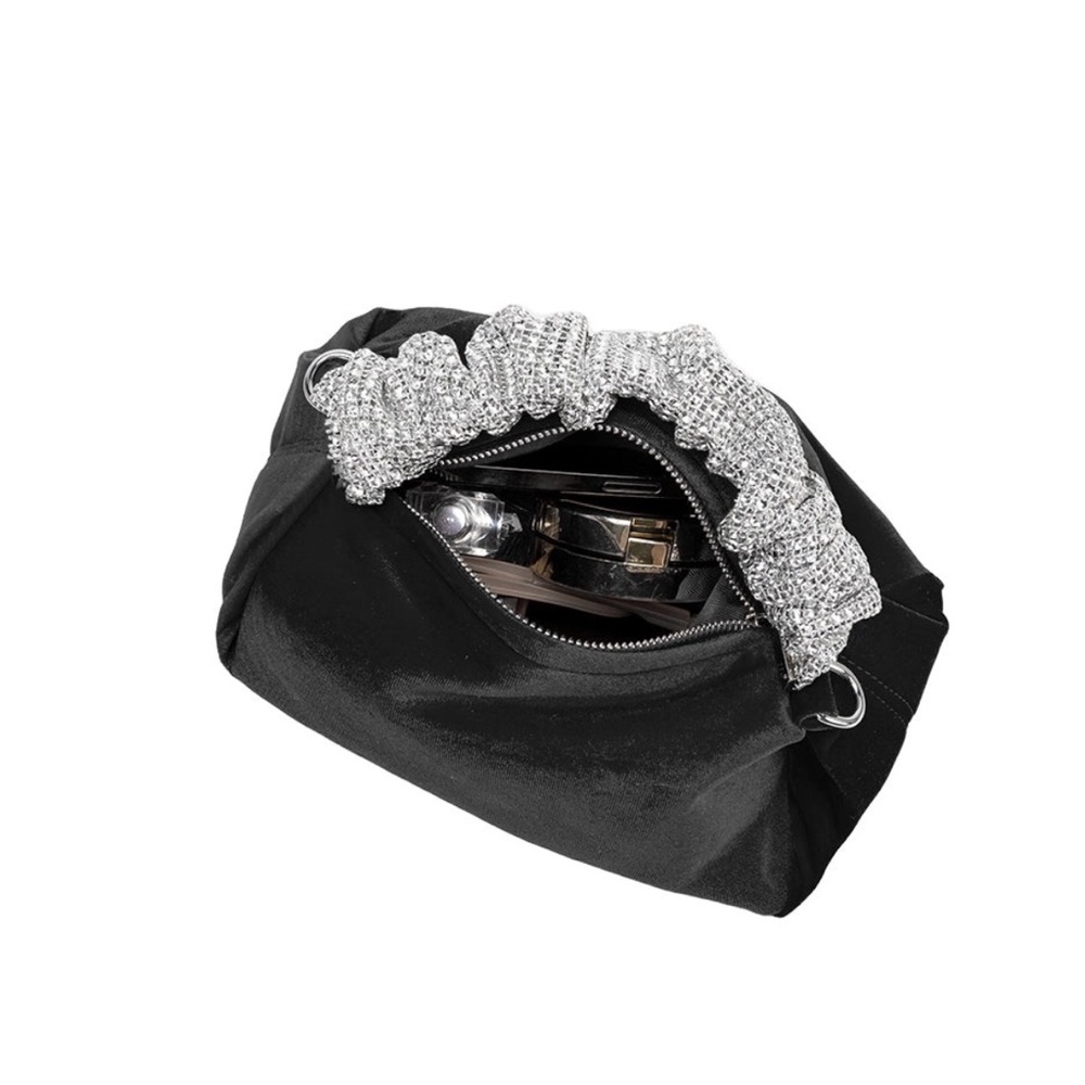 Melie Bianco ESTELA Velvet Top Handle Bag w/ Crossbody Strap | Taupe - Picture 6 of 8